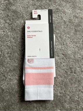 lululemon athletica Ribbed Crew Socks — Pink and White